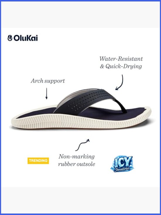 Water Resistant Flip Flops, Arch Support, Lightweight & Durable, Enhanced Grip main image 3